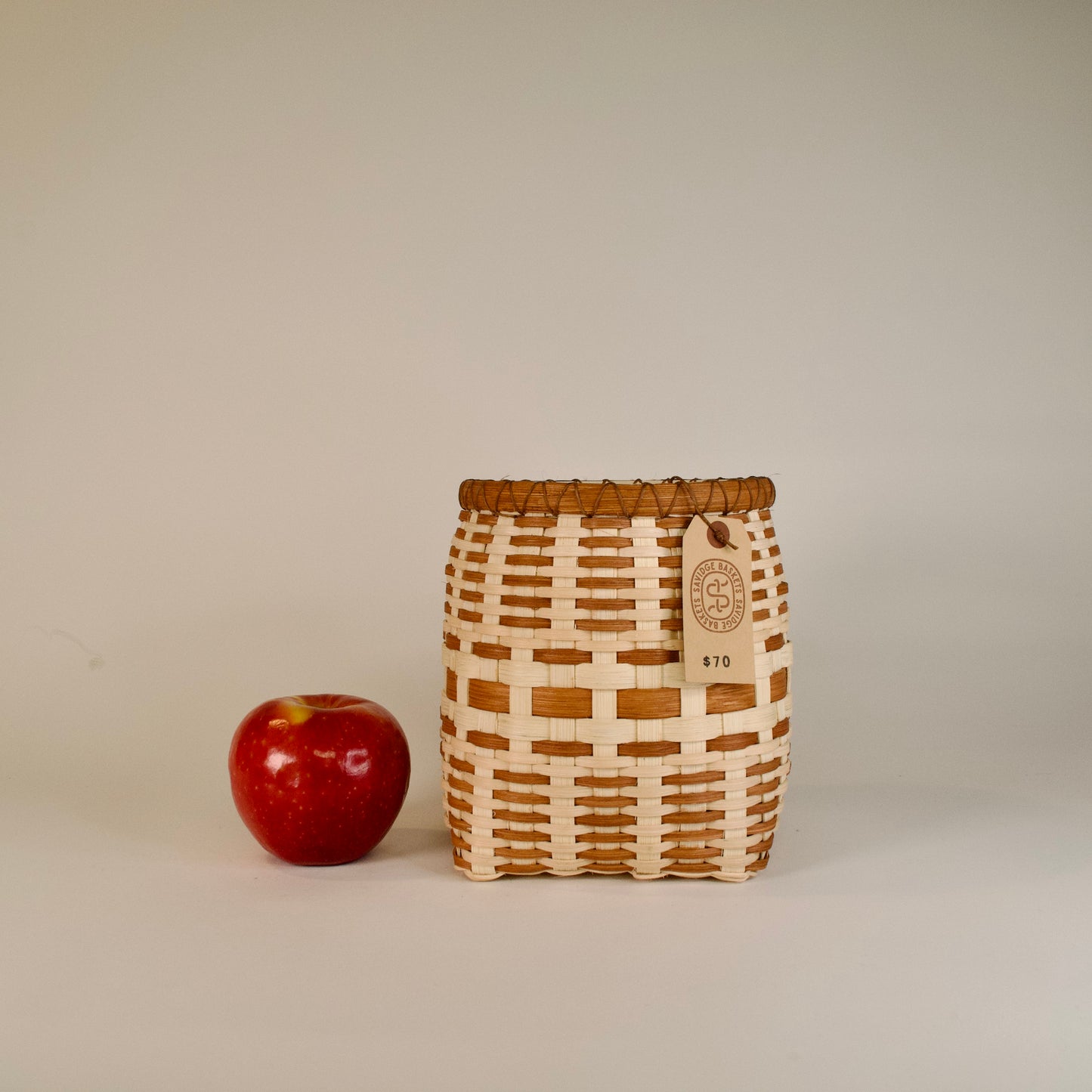 Rust and Natural Bookshelf Basket