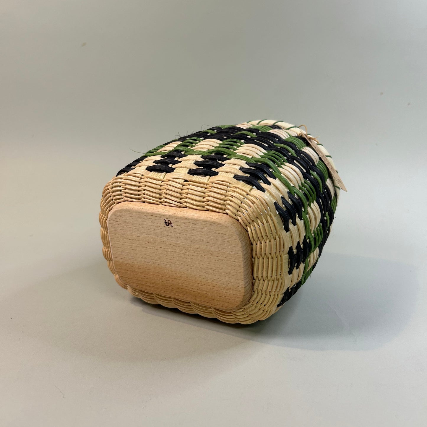 Black and Green Wooden Base Basket