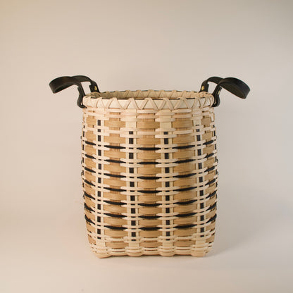 Tall Leather Handle Storage Basket