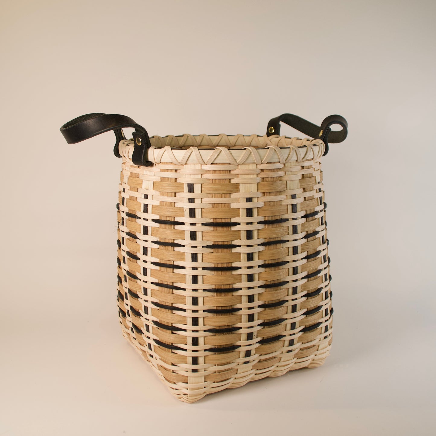 Tall Leather Handle Storage Basket