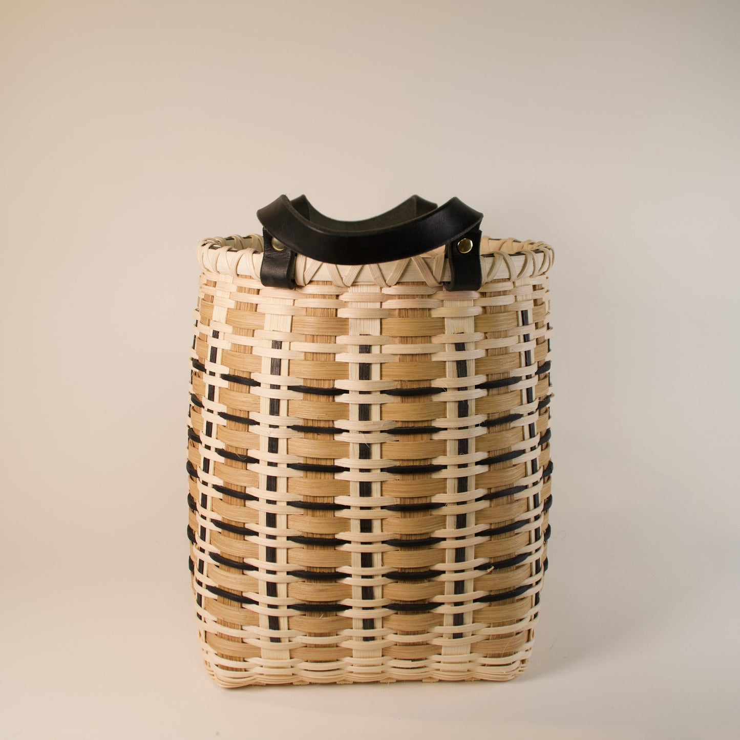 Tall Leather Handle Storage Basket