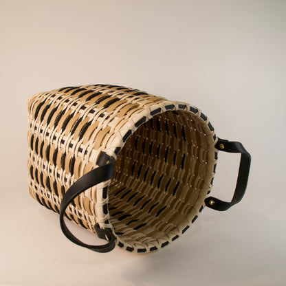 Tall Leather Handle Storage Basket