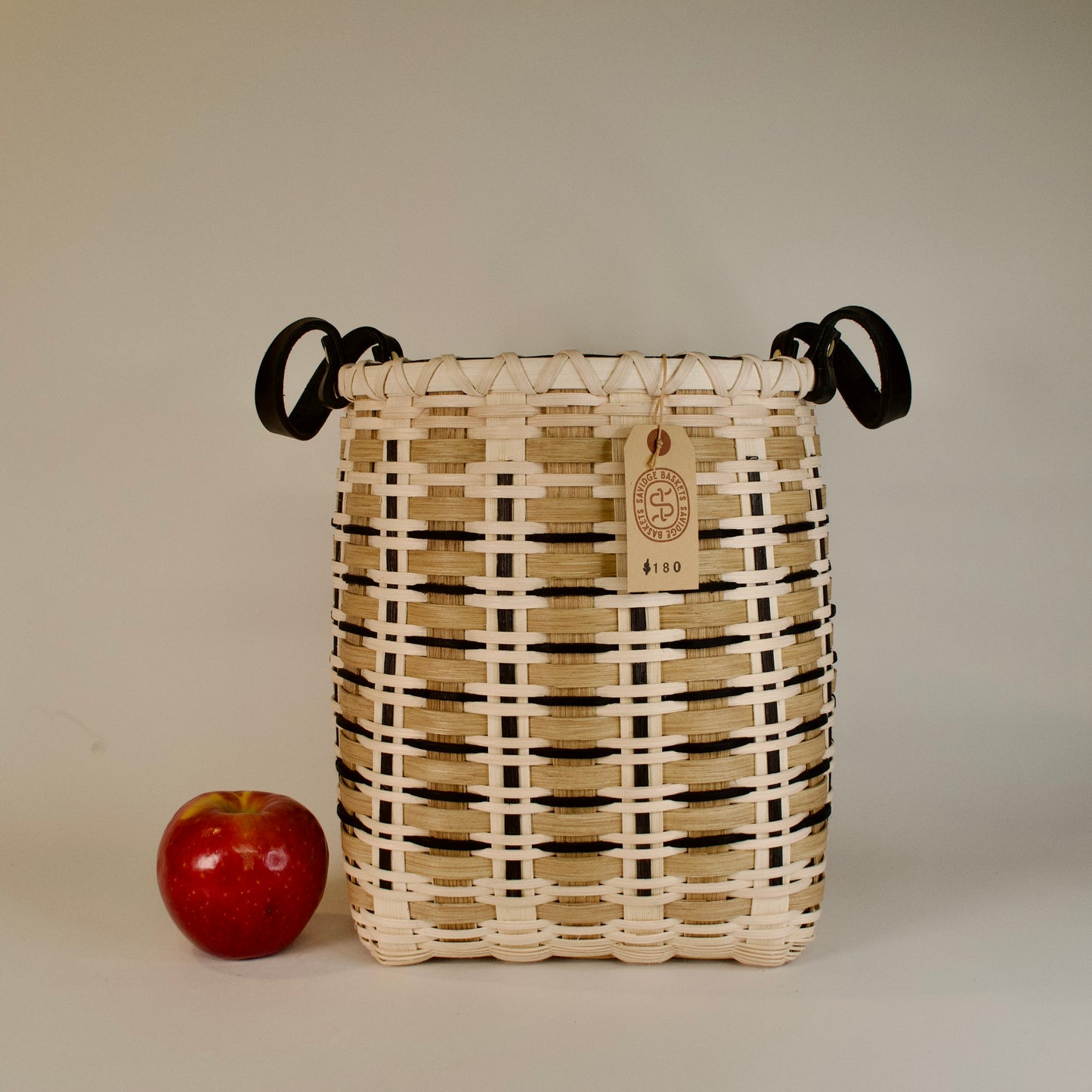 Tall Leather Handle Storage Basket