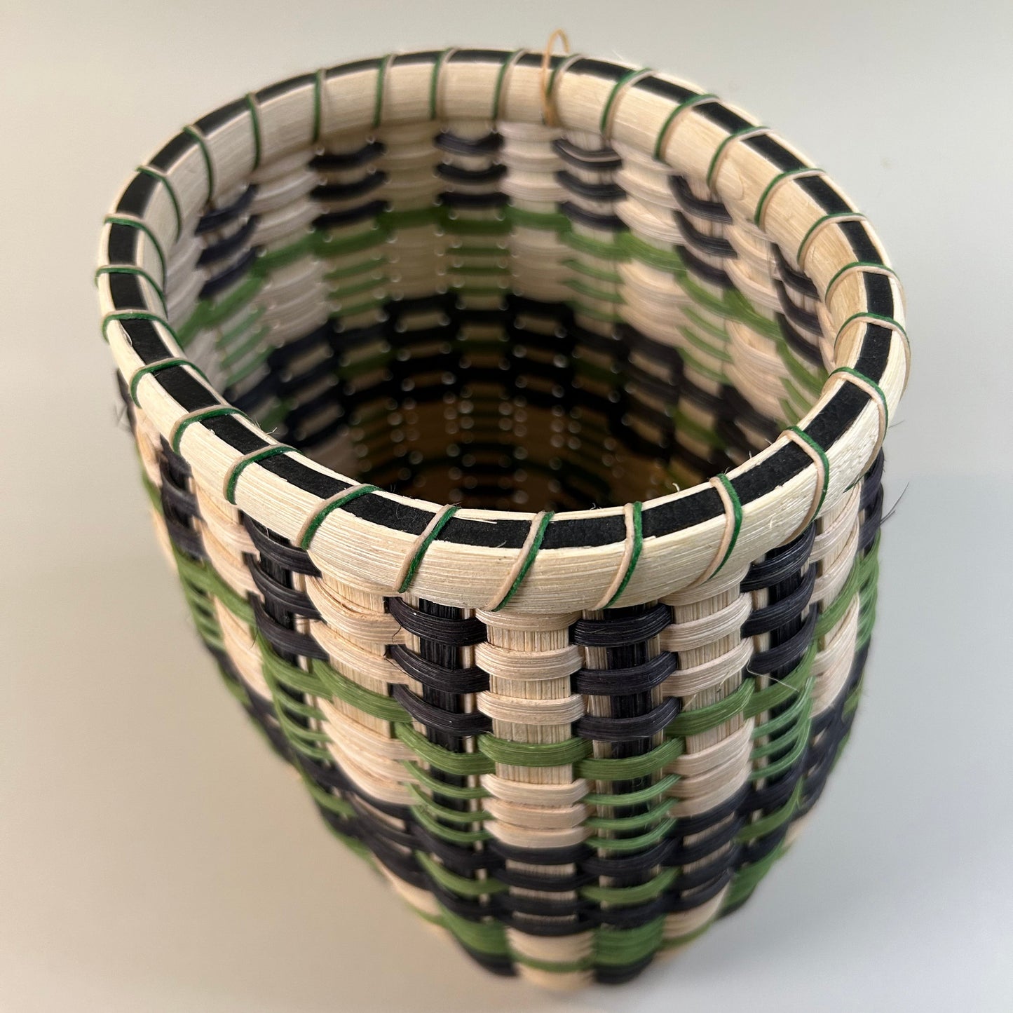 Black and Green Wooden Base Basket