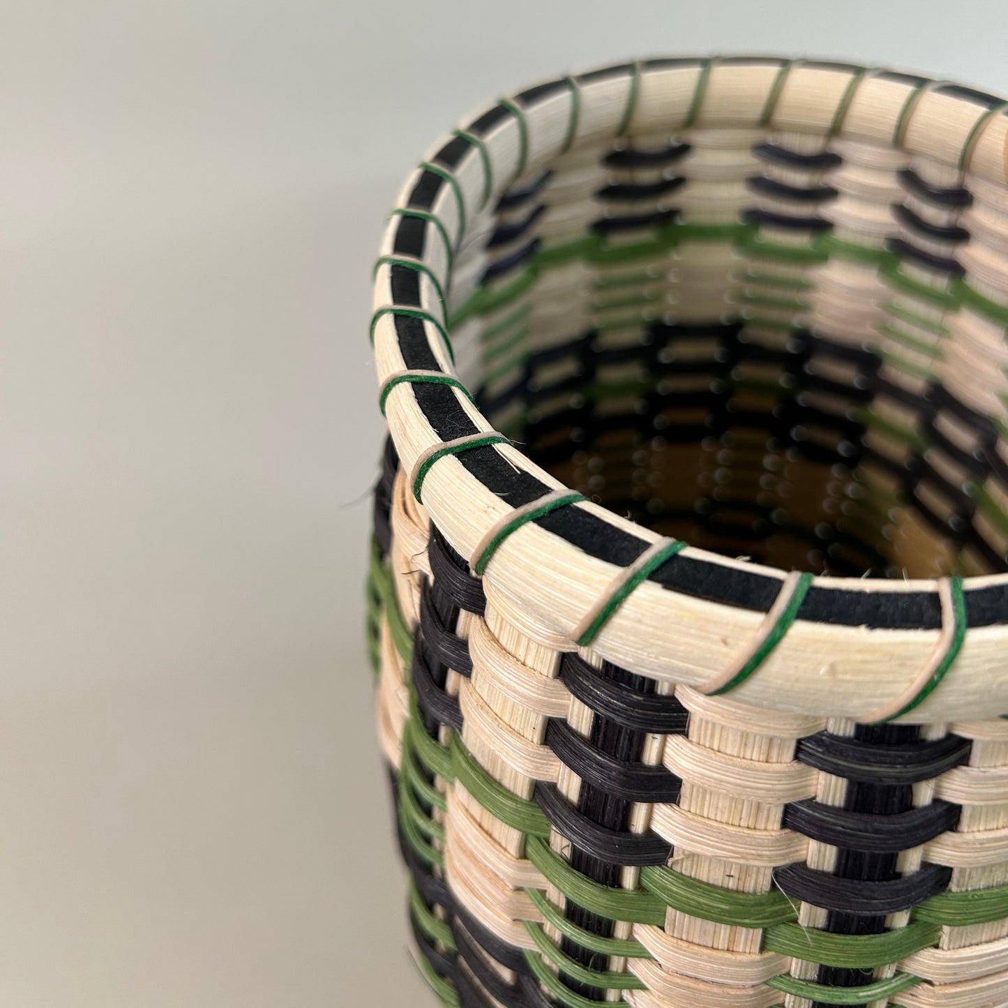 Black and Green Wooden Base Basket