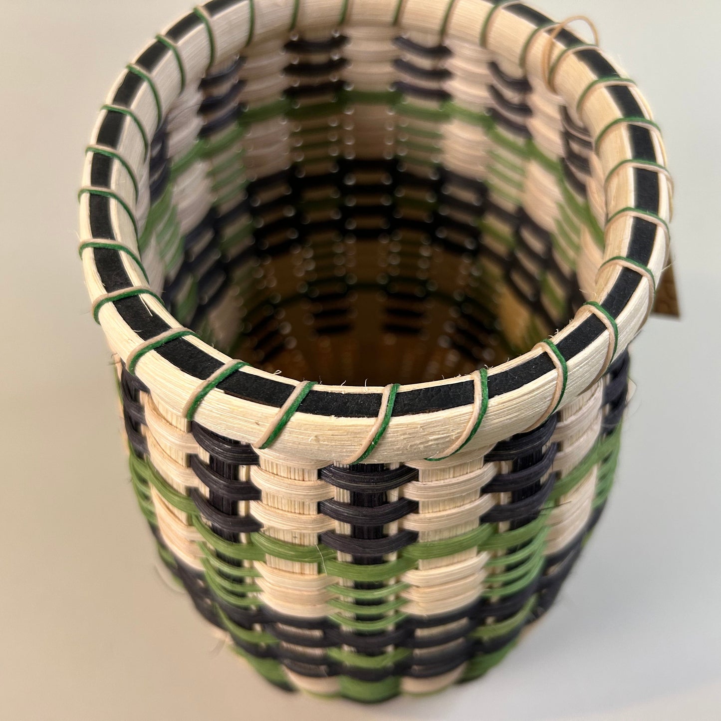 Black and Green Wooden Base Basket