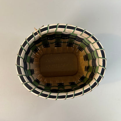 Black and Green Wooden Base Basket
