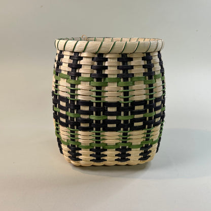 Black and Green Wooden Base Basket